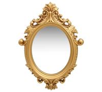 vidaXL Espejo de Pared Estilo Castillo Rectangular Colgante Armario Baño Antiguo Retro Consumo de Maquillaje Decoración Hogar Dorado 56x76 cm