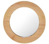 vidaXL Espejo de Pared Redondo Armario Tocador Consumo Maquillaje Cosmético Decoración Dormitorio Baño Hogar Limpio 40 cm Madera Maciza de Teca