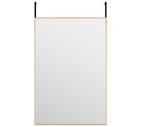 vidaXL Espejo de Puerta Pared Colgante Maquillaje Tocador Baño Rectangular Pie Interior Decorativo Salón Pasillo Cristal y Aluminio Dorado