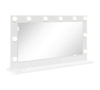 vidaXL Espejo de Tocador 80 x 45 x 18 cm Cristal y Madera Estructurada, Espejo para Dormitorio, diseño Moderno, Vidrio Elegante, iluminación LED, Pieza Decorativa para arreglarte