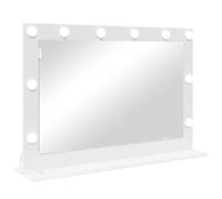 vidaXL Espejo de Tocador con Luces LED Blanco Montado en la Pared 80X55X18 cm Diseño Rectangular para Baño Dormitorio Interruptor Táctil Iluminación Ambiental Integrada Montaje Fácil Espejos Maquill