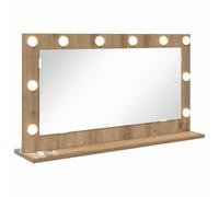 vidaXL Espejo de tocador con Luces LED, diseño de Roble Artesanal, montado en la Pared, 80 x 45 x 18 cm, Rectangular, para baño o Dormitorio, iluminación al Estilo Hollywood, fácil de armar, decorat