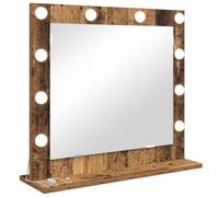 vidaXL Espejo de Maquillaje con Luces LED, de Madera Vieja, montado en la Pared, 60 x 55 x 18 cm. Diseño Rectangular baño o Dormitorio. Tiene Interruptor táctil, iluminación Integra