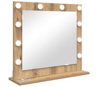 vidaXL Espejo de Maquillaje con Luces LED, de Madera Vieja, montado en la Pared, 60 x 55 x 18 cm. Diseño Rectangular baño o Dormitorio. Tiene Interruptor táctil, iluminación Integra