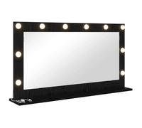 vidaXL Espejo de tocador con Luces LED, en Roble Negro, Que se Monta en la Pared. Mide 100 x 55 x 18 cm. Tiene un diseño Rectangular, Ideal para el baño y el Dormitorio. Viene con un Interruptor tác