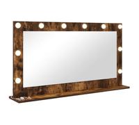 vidaXL Espejo de Tocador Roble Ahumado 100 x 55 x 18 cm Rectangular | Luces integradas para mejor visibilidad, Look contemporáneo que se adapta a cualquier decoración, Montado en la pared,
