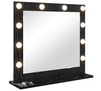 vidaXL Espejo de tocador con Luces LED en Roble Negro, montado en la Pared. Mide 60 x 55 x 18 cm. Tiene un diseño Rectangular baño o el Dormitorio. Incluye un Interruptor tácti