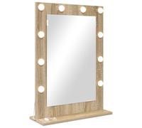 vidaXL Espejo de vanidad con Luces LED, montado en la Pared, de Roble Sonoma. Mide 70 x 50 x 18 cm. Diseño Rectangular Ideal para baño o Dormitorio. Tiene Interruptor basculante y luz incorporada. F