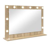 vidaXL Espejo de tocador con Luces LED, de Madera de Roble Sonoma, montado en la Pared. Mide 80 x 55 x 18 cm. Tiene un diseño Rectangular, Ideal para el baño o el Dormitorio. Viene con Interruptor t
