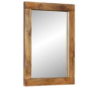 vidaXL Espejo, Espejo Rectangular Colgante, Decoración de Pared, Espejo para Baño Pasillo Tocador, Vidrio y Madera Maciza de Mango 70x50 cm