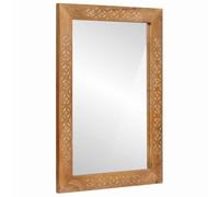 vidaXL Espejo Marrón Claro 57 x 70 x 3 cm Madera Maciza de Mango, Espejo de baño, decoración Rectangular, Reflejos clásicos en Estilo Tradicional, Acento Esencial para tu hogar