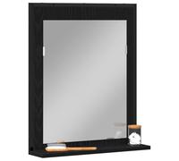 vidaXL Espejo con Estante con Espejo Roble Negro 50 x 12 x 60 cm, Espejo de baño, Rectangular y Moderno, montado en Pared, Marco de Madera Resistente y Decorativa