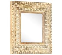 vidaXL Espejo Tallado a Mano Maquillaje Pared Pasillo Entrada Vestidor Decoración Muebles Robusto Estable 50x50x2,6 cm Madera Maciza de Mango