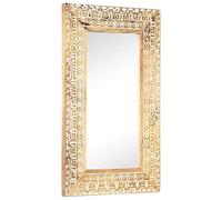 vidaXL Espejo Tallado a Mano Maquillaje Pared Pasillo Entrada Vestidor Decoración Muebles Robusto Estable 80x50x2,6 cm Madera Maciza de Mango