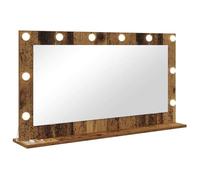vidaXL Espejo Vanity de con Luces LED, en Madera Retro, Que se Monta en la Pared. Mide 100 x 55 x 18 cm, Tiene un diseño Rectangular Ideal para el baño y el Dormitorio. Viene con iluminación Integra