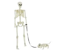 vidaXL Esqueleto de decoración de Halloween 2 pcs 155 x 38.5 cm, Decoración Espeluznante para la Sala, Esqueleto Gótico con Perro, Centro de Mesa Ajustable de Halloween, Artículo Duradero para Exhibi