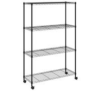 vidaXL Estante Almacenaje 4 Niveles Ruedas Almacenamiento Armario Estantería Organizador Almacén Taller Doméstico Comercial 90x35x142cm Negro 200kg