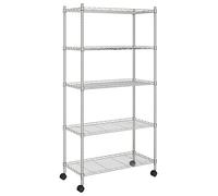 vidaXL Estante Almacenaje 5 Niveles Ruedas Almacenamiento Armario Estantería Organizador Almacén Taller Doméstico Comercial 75x35x155cm Cromado 250 kg