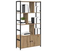 vidaXL Estante Artisan en Roble y Acero Negro, 80 x 30 x 155.5 cm. Hecho con Madera ingenierizada, se Monta Seguro en la Pared. Su diseño Industrial Mantiene el Piso Estable con pies Ajustables Que