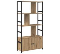 vidaXL Estante Artisan en Roble y Acero Negro, 80 x 30 x 155.5 cm. Hecho con Madera ingenierizada, se Monta Seguro en la Pared. Su diseño Industrial Mantiene el Piso Estable con pies Ajustables Que s