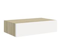 vidaXL Estante con Cajón de Pared Repisa Flotante Balda Estantería Armario Salón Exhibición Colgante Decoración Color Roble Blanco MDF 40x23,5x10 cm