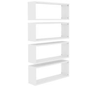 vidaXL Estantería colgante 4x estantes cubo - Contrachapado blanco 60x15x23 cm