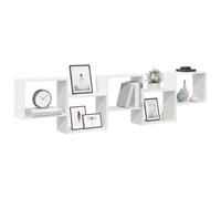 vidaXL Estante Cubo de Pared 5 Compartimentos Madera ingeniería Blanco, Estante Cubo Flotante, estantería Caja Flotante, Estante Cubo Colgante