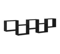 vidaXL Estante Cubo de Pared 5 Compartimentos Madera ingeniería Negro, Estante Cubo Flotante, estantería Caja Flotante, Estante Cubo Colgante