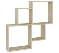 vidaXL Estante de Cubo de Pared Estantería Colgante CD Libros Coleccionables Fotos Premios Decoración Librerías Contrachapada Color Roble 80x15x78,5cm