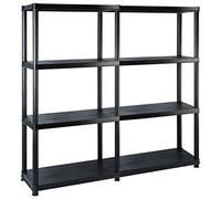 vidaXL Estante de Almacenaje 4 Niveles Estanterías Muebles Mobiliario Soporte Adornos Exhibición Organizador Negro Plástico 122x30,5x130 cm