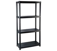 vidaXL Estante de Almacenaje 4 Niveles Estantería de Almacenamiento Exhibición Decoración Organizador Garaje Robusto Negro Plástico 61x30,5x130 cm