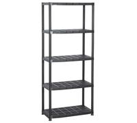 vidaXL Estante de Almacenaje 5 Niveles Estantería de Almacenamiento Exhibición Decoración Organizador Garaje Robusto Negro Plástico 71x38x170 cm