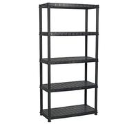 vidaXL Estante de Almacenaje 5 Niveles Estantería de Almacenamiento Exhibición Decoración Organizador Garaje Robusto Negro Plástico 85x40x185 cm
