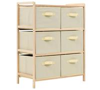 vidaXL Estante de Almacenamiento 6 Cestas Tela y Madera Beige