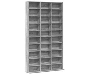 vidaXL Estante de CD Estantería de Almacenaje Armario Expositor Librería Libros Colección de Música Madera Contrachapada Gris Sonoma 102x23x177,5 cm