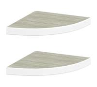 Estante De Esquina De Pared 2 Uds Mdf Roble/blanco 35x35x3,8 Cm Vidaxl