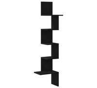 vidaXL Estante de Esquina de Pared contrachapado Negro 32x32x127,5 cm
