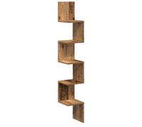 vidaXL Estante de Esquina de Pared ingeniería Envejecida 20x20x127,5cm, Estante de Pared, Estante montado en Pared, Estante de Pared