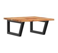 vidaXL Estante de Lavabo de Pared Acero y Madera Maciza de Acacia, Estante de Lavabo Flotante, Estante de Lavabo de encimera colgado en la Pared, Estante de Lavabo colgado en la Pared