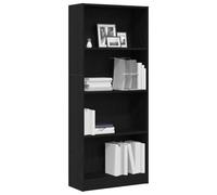vidaXL Estantería de Roble Negro 60 x 24 x 143 cm - Estante de Almacenamiento Moderno de Madera para Sala de Estar o Oficina con 4 Estantes. Estantería Independiente, Organizador de Libros y Decorac
