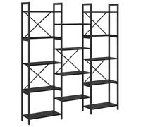vidaXL Estante de Libros de Roble Negro, Hecho de Madera de ingeniería y Acero. Tiene pies Ajustables y estantes en Niveles. Medidas: 156 cm x 25 cm x 167,5 cm Estilo Industrial en