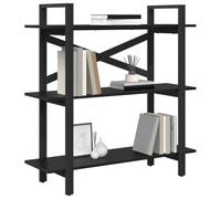 vidaXL Estante de Libros Roble Negro 100 x 33,5 x 102 cm, Estantería Industrial estilosa, Unidad de Almacenamiento Independiente, amplias estanterías para Oficina en casa
