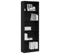 vidaXL Estante de Libros Roble Negro 60 x 24 x 176 cm, Estante Rectangular Moderno, Mueble Resistente para Organizar tu Hogar, Decoración y Almacenamiento Stylish