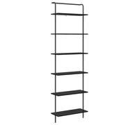 vidaXL Estante de Libros Roble Negro 60 x 24 x 203 cm, Unidad de Almacenamiento Moderna, Estante Rectangular de Acero, Organizador para Sala y Dormitorio