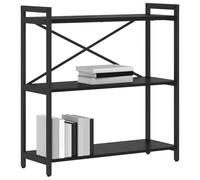 vidaXL Estantería de Metal con Estilo Industrial, baldas Ajustables de en Roble Negro, Medida 80 x 30 x 83 cm. Tiene Mucho Espacio para almacenar y su Estructura es Resistente.