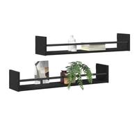 vidaXL Set de 2 estantes de Pared en Roble Negro de 80 x 16 x 14 cm, Hechos de Madera de ingeniería sólida. Ideal para Almacenamiento Decorativo en la Sala, Dormitorio, Oficina y en casa, con un EST