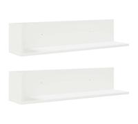 vidaXL Estante de pared 2 uds Madera de ingeniería Blanco 75x16,5x16,5 cm