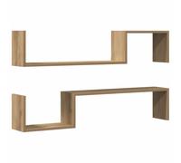 vidaXL Estante de Pared 2 uds Madera Roble Artisan 100x15x20 cm, Estante Flotante, estantería de Pared, estantería de lavadero