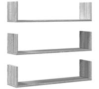 vidaXL Estantes de pared Madera de ingeniería Gris Sonoma 80x18x18 cm 3 uds