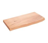vidaXL Estante de Pared, Balda Flotante Almacenaje, Superficie de Escritorio, Estante Expositor Dormitorio, Madera Maciza Roble Tratada Marrón Claro